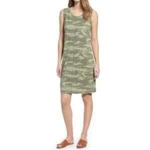 Caslon Sleeveless T-Shirt Dress XS/Extra Small Green Spring Camo NEW Round Neck